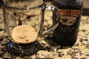 Add the 2 tablespoons of Bailey’s Irish cream.