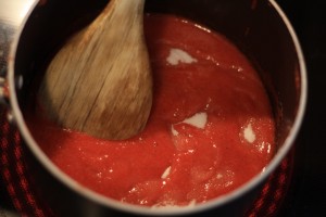 Add sugar and vanilla extract, and stir to combine.  Cook on medium heat and reduce to a light simmer.  Cook for about 10 minutes.  Add the cornstarch to the ½ cup water, and stir to dissolve.  Allow to sit for about 5 minutes.  Add the cornstarch mix to the cooking puree.  Bring back up to a light simmer and cook for another 10 minutes.  The mixture will be nice and thick.