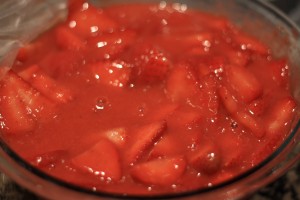 Fold in the remaining sliced strawberries.  Cover and place in fridge for about 2 hours up to overnight.  The filling will be nice and thick.