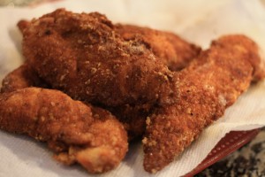 Remove chicken from skillet, and place onto a paper towel lined plate.  This will allow the excess oil to drain.