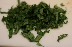 Cut the basil into thin ribbons.