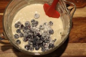 Add the blueberries to the batter. Gently fold to combine.