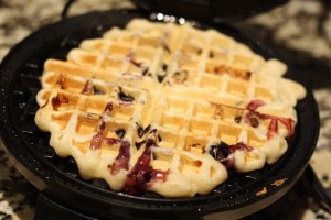 Once the waffle is cooked…carefully remove from the waffle iron (I use a fork to pick it up).  