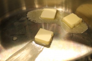 In a large stockpot, on medium heat, melt 3 tbsp butter.