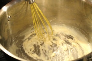 Add in the 3 tbsp flour and whisk.  Cook for about 1 minute.