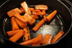 Next cook the carrots on medium-high heat until the sugars start to caramelize.  See the brown on the carrots?  Yum!
