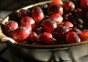 Toss the grapes with 1 tsp extra virgin olive oil, ½ tbsp balsamic vinegar, and ¼ tsp salt.  Pour into a small oven safe dish.
