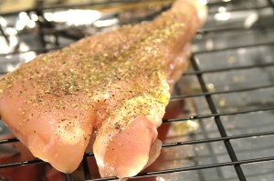 Season the each side of the chicken with ½ tsp of Italian seasoning.  