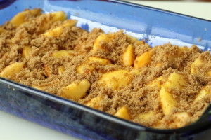 Peaches and Sugar in Cake Pan