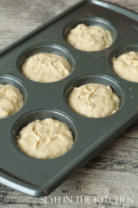 Banana Muffin batter in pan