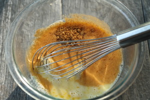 Egg mixture with sugar and cinnamon