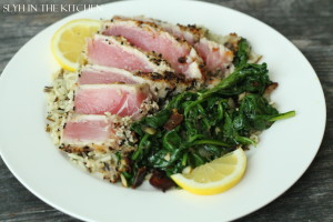 Sauteed Spinach with Sliced Ahi Tuna 2