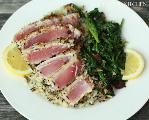 Sliced Tuna with Spinach 2