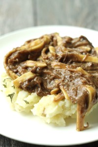 Beef and Noodles over mashed potatoes