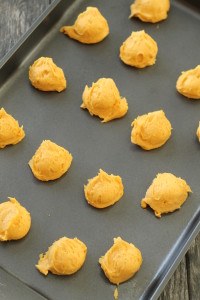 Orange Cookie Dough on baking sheet