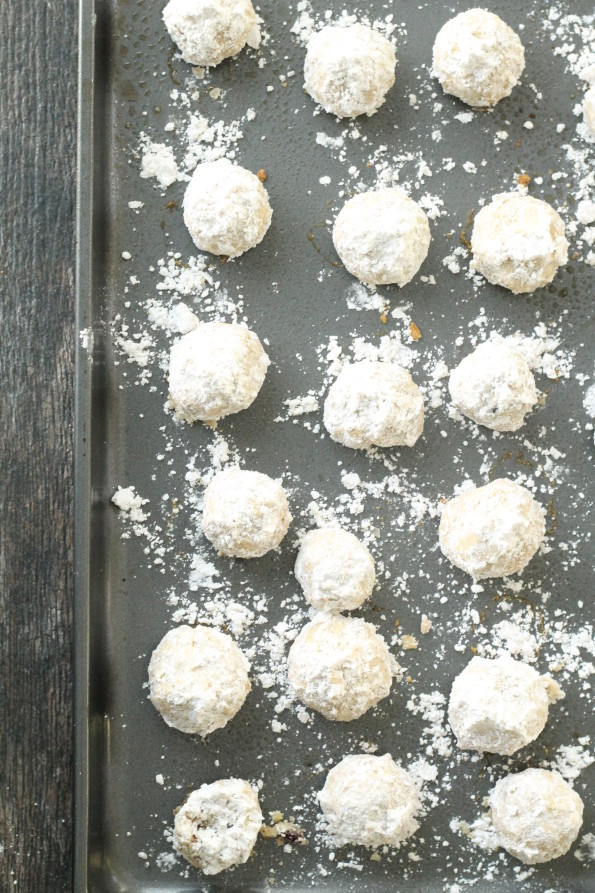Snowball cookies on pan