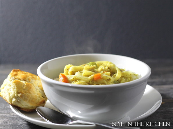 Chicken and Noodles with Biscuit