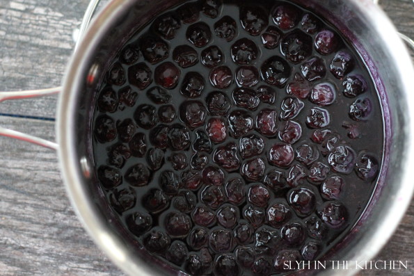 Blueberry Sauce Simmering in Pan