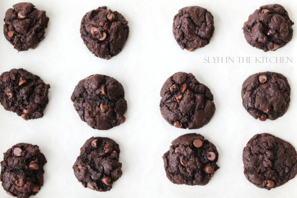 Top view of Double Chocolate Chip Cookies