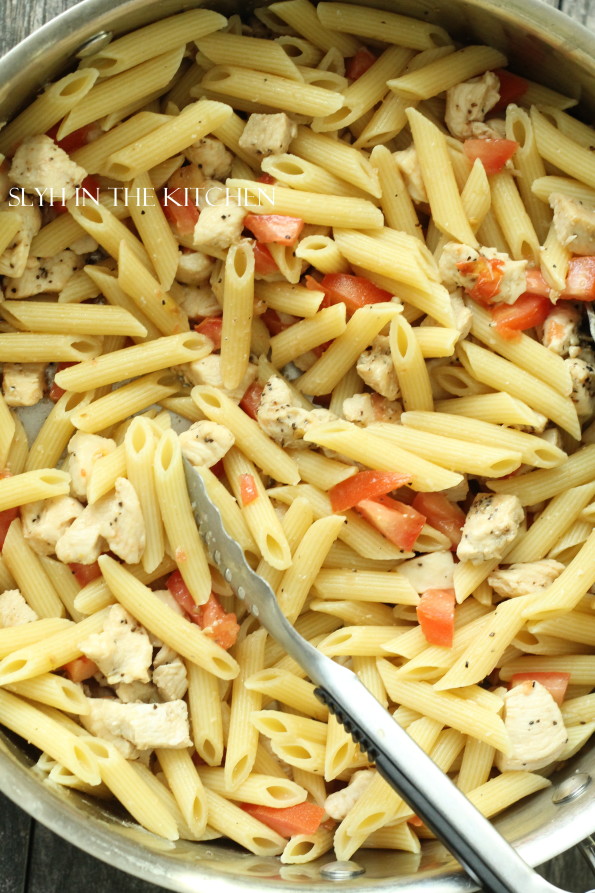 Add Pasta to Chicken and Tomatoes