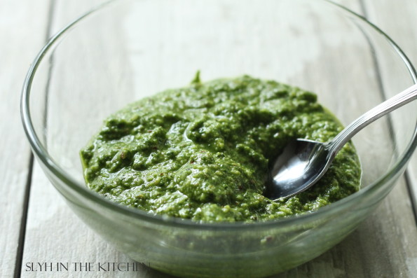 Bowl of Pecan Spinach Basil Pesto