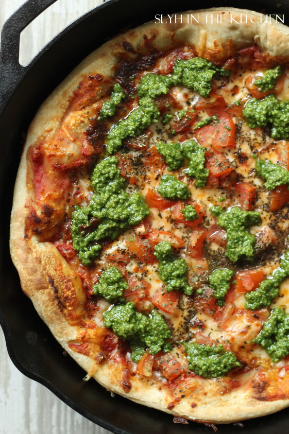 Margherita Pizza with Pesto Drizzle