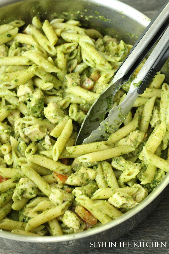 Toss Chicken and Pasta to Coat with Pesto