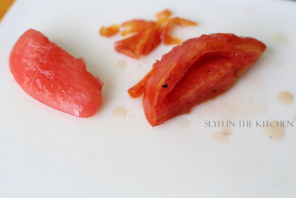 Peel skins from tomatoes