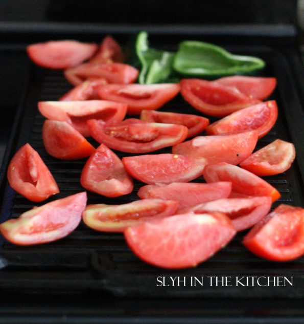 Tomatoes and Pablano on Grill pan